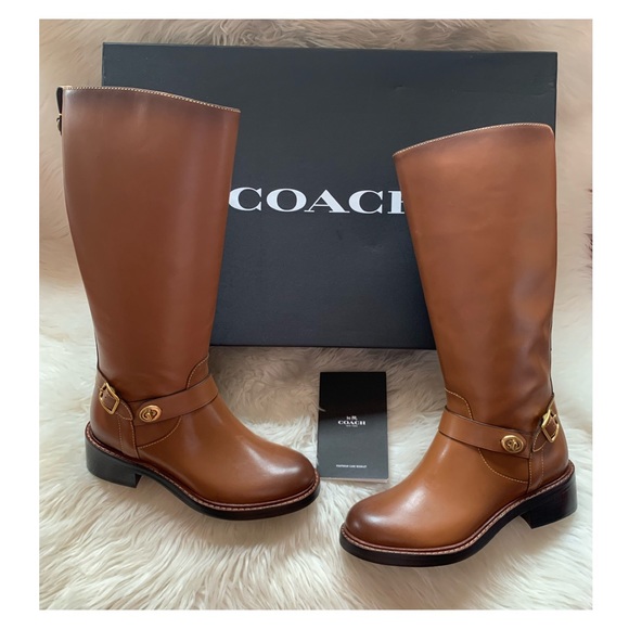 COACH Sutton Leather Charm Riding Boots - Picture 2 of 12